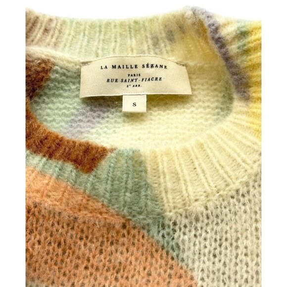 Sezane Amicie Sweater Jumper Kid Mohair Wool Blend Pullover Multicolor Size S - Picture 5 of 8